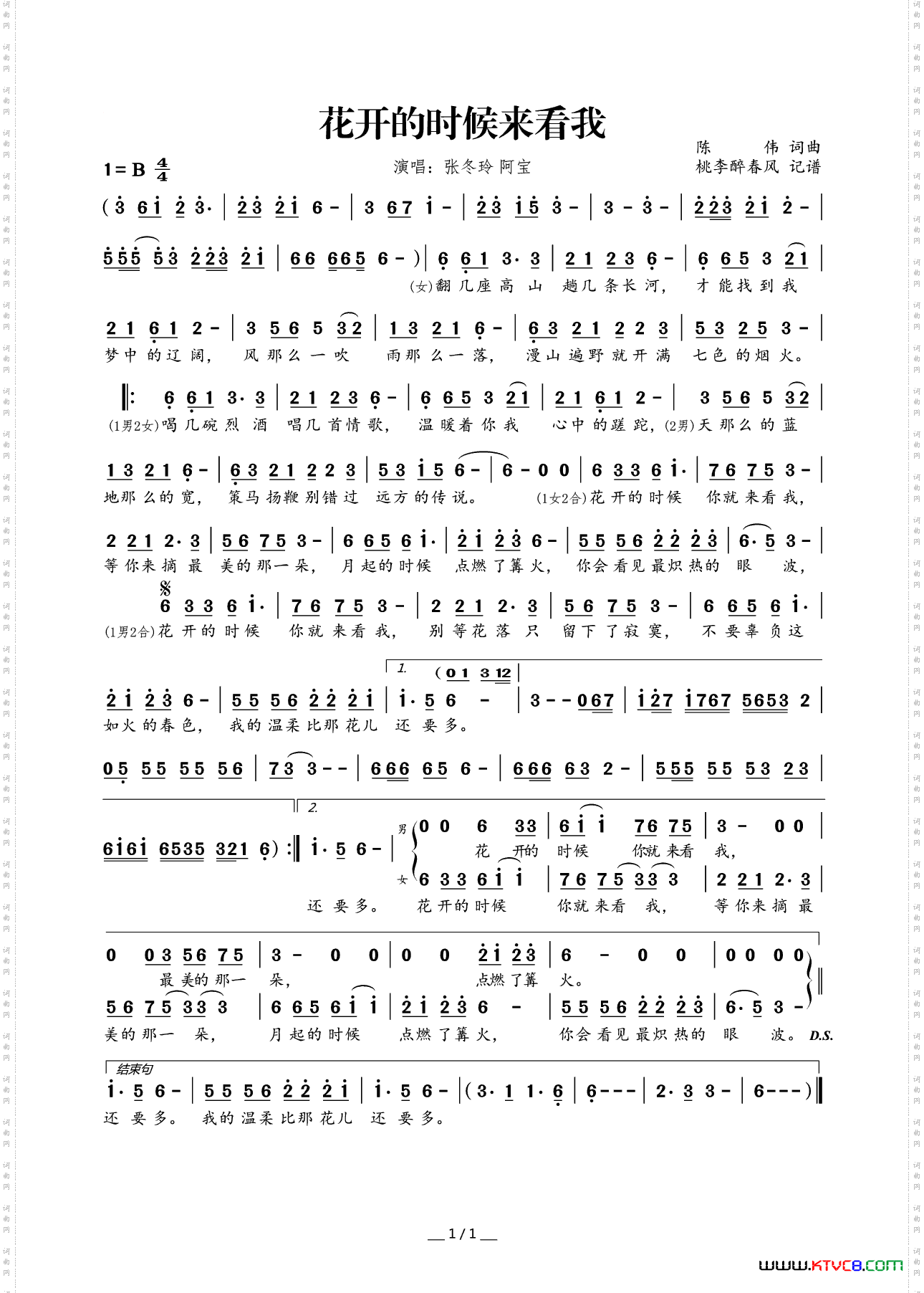 花开的时候来看我