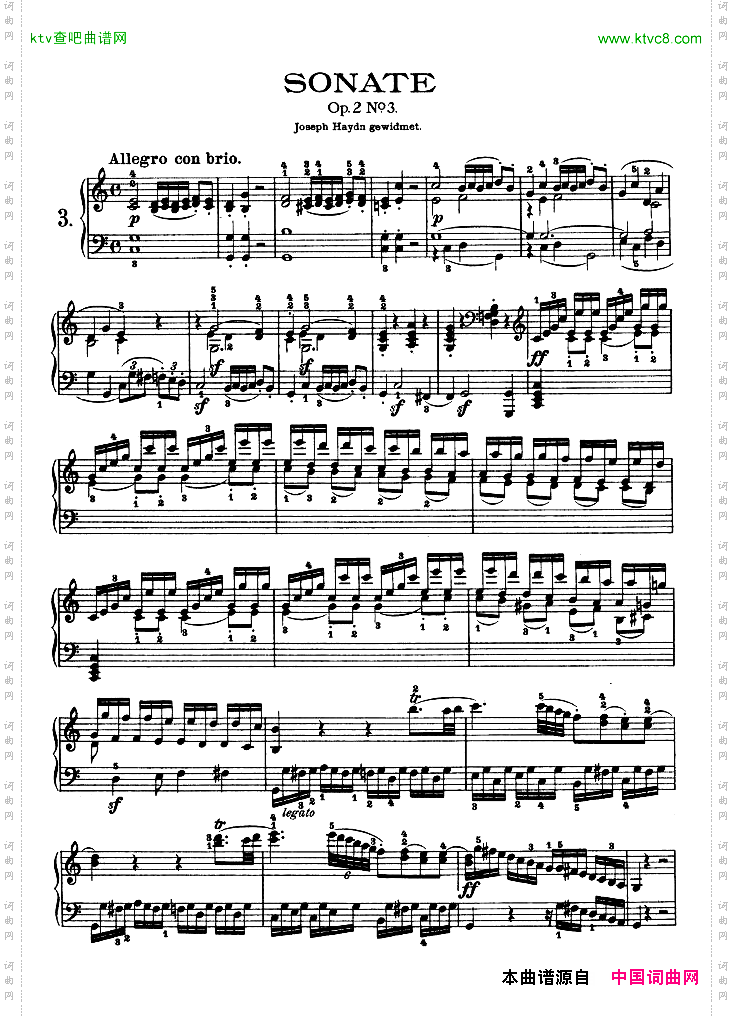 第三钢琴奏鸣曲-Op.2No.3