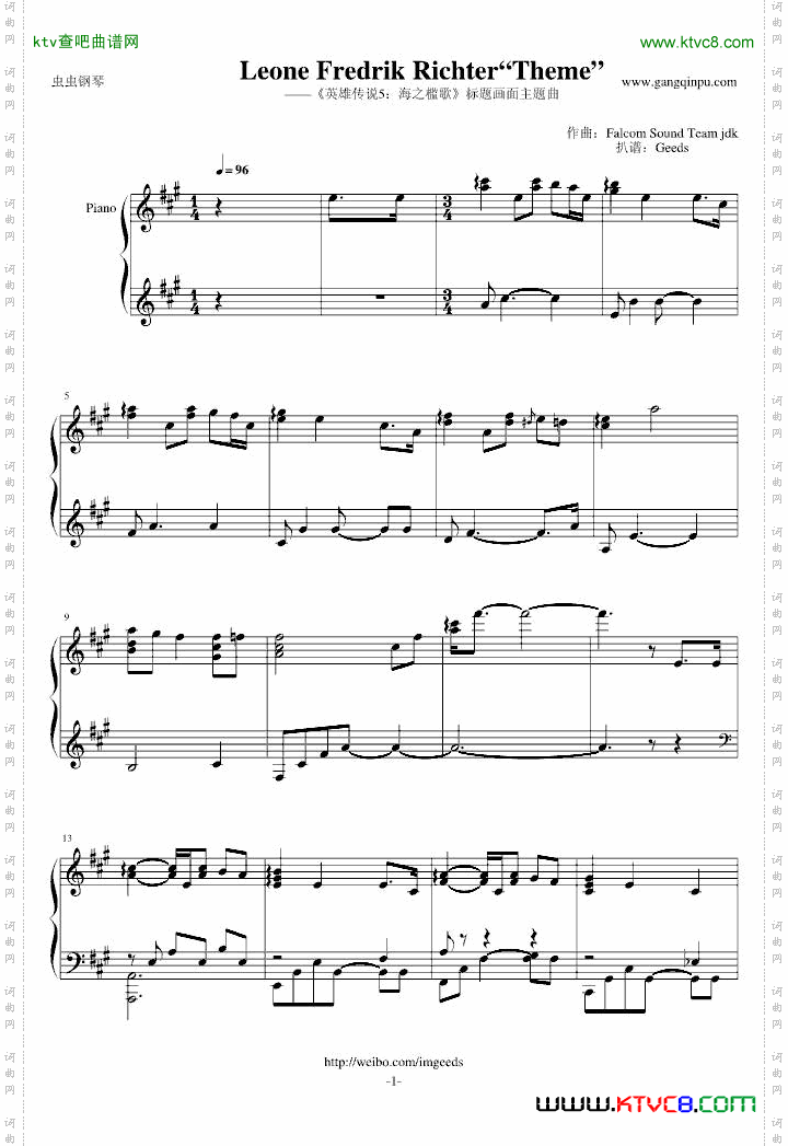 LeoneFredrikRichter“Theme”海之槛歌主题曲
