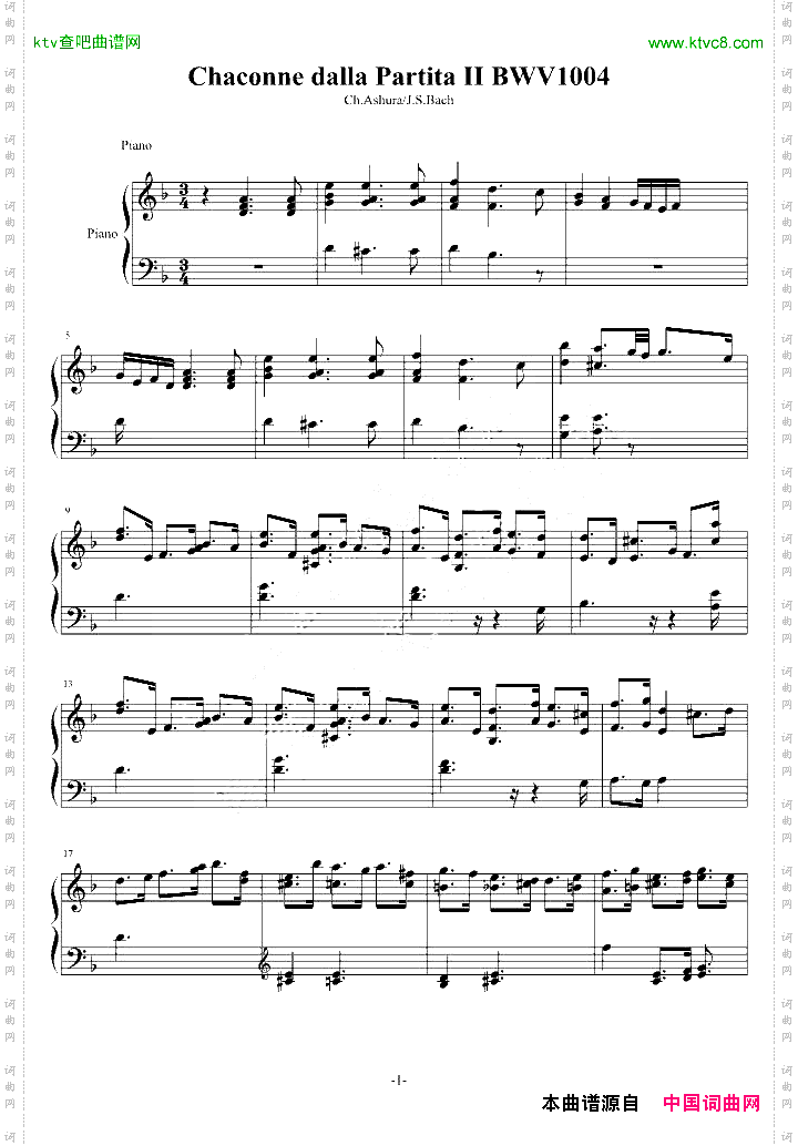 巴赫神作BWV.1004Chaconne改编