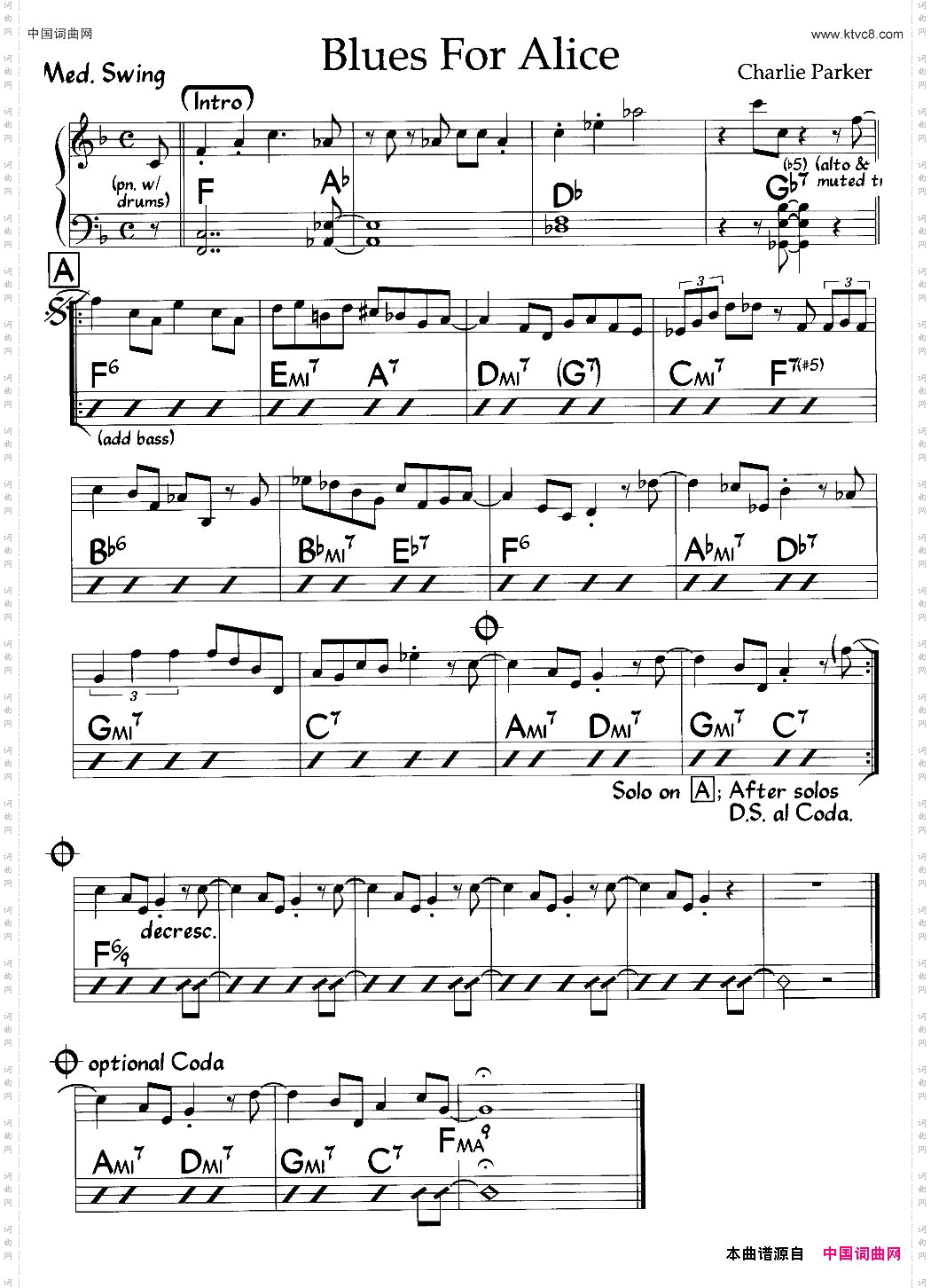 BluesForAlice爵士钢琴曲