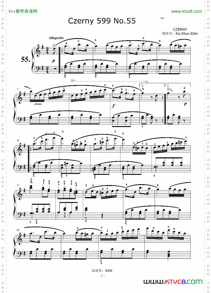 Czerny599No.55标注指法