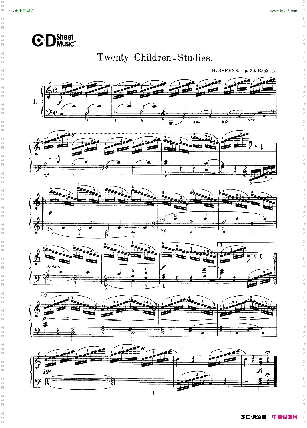 贝伦斯20首儿童钢琴练习曲1—10
