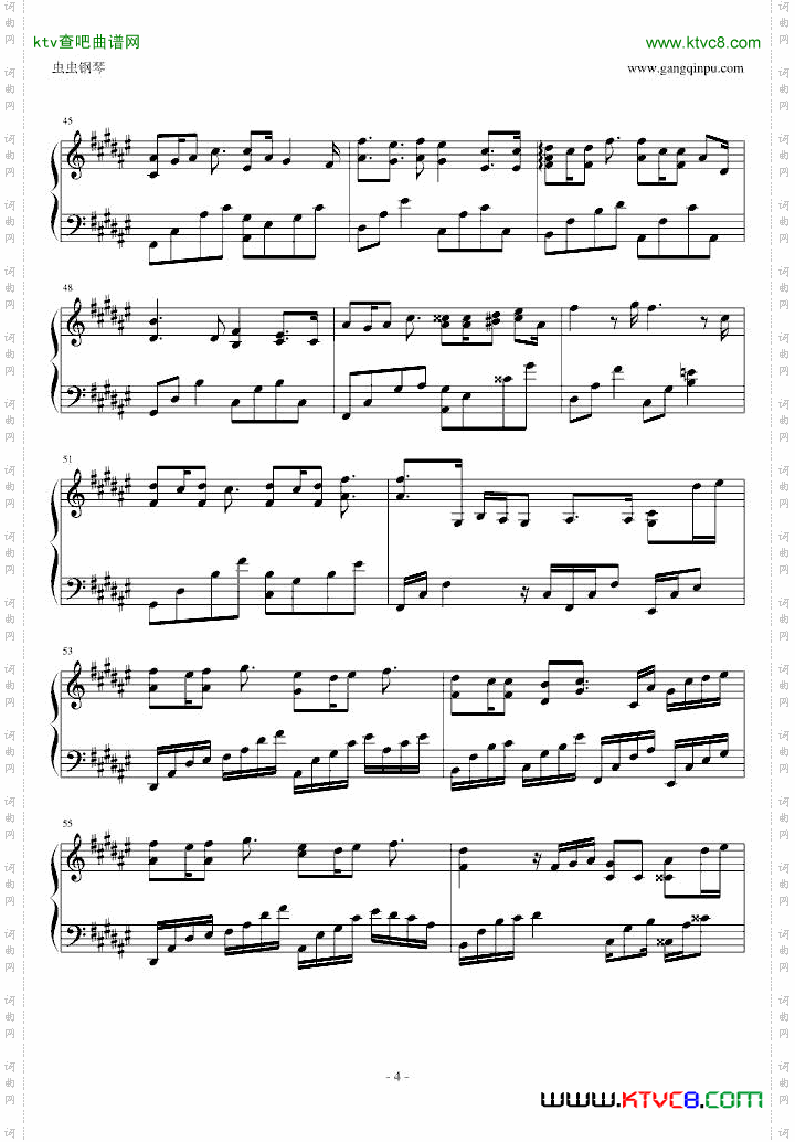 独家编配的《可惜不是你》钢琴演奏五线谱~~