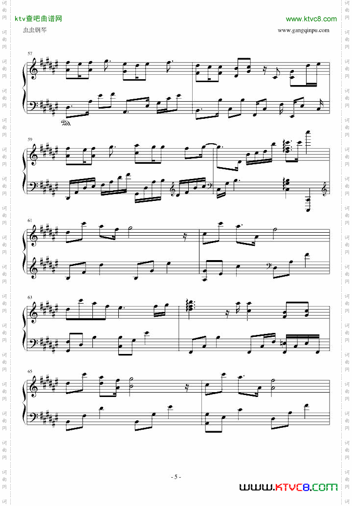 独家编配的《可惜不是你》钢琴演奏五线谱~~