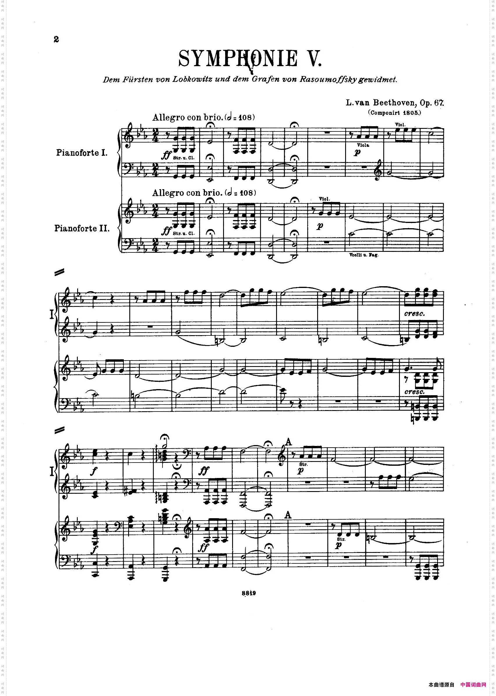 SymphonyNo.5incMinorOp.67双钢琴版第1——2乐章_Symphony No.5 in c Minor Op.67双钢琴版第1——2乐章