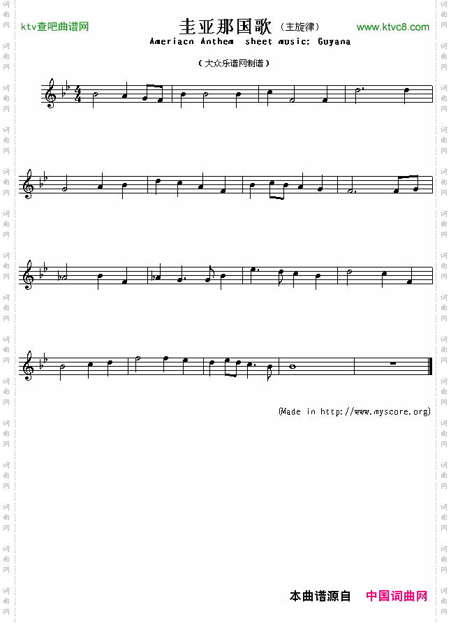 圭亚那国歌AmeriacnAnthemsheetmusic:Guyana
