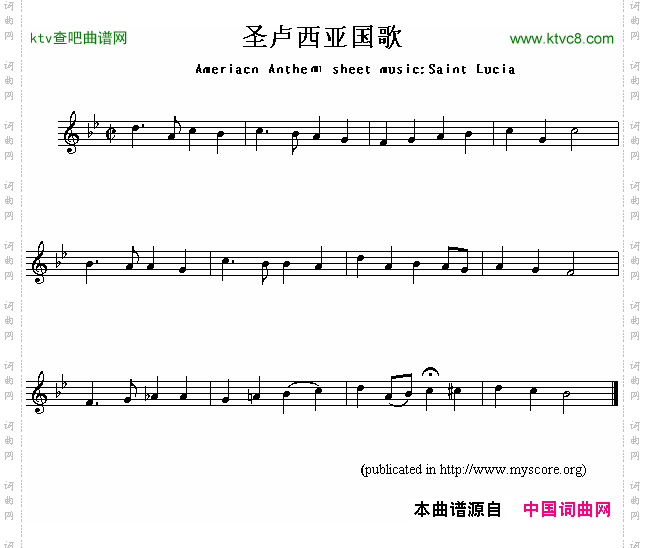 圣卢西亚国歌AmeriacnAnthemsheetmusic:SaintLucia