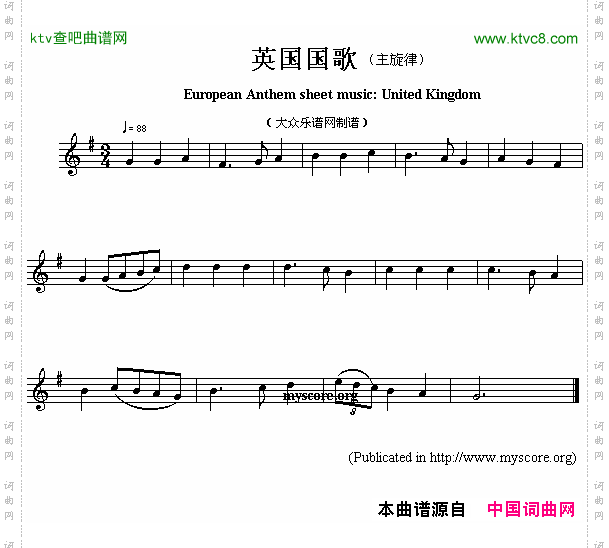 英国国歌EuropeanAnthemsheetmusic:UnitedKingdom