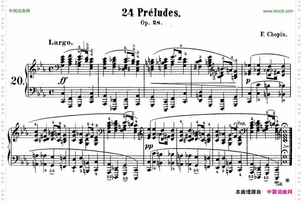肖邦24首钢琴前奏曲Op.28No.20C小调