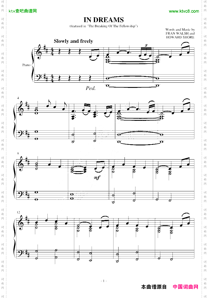 《魔戒》主题曲《InDreams》