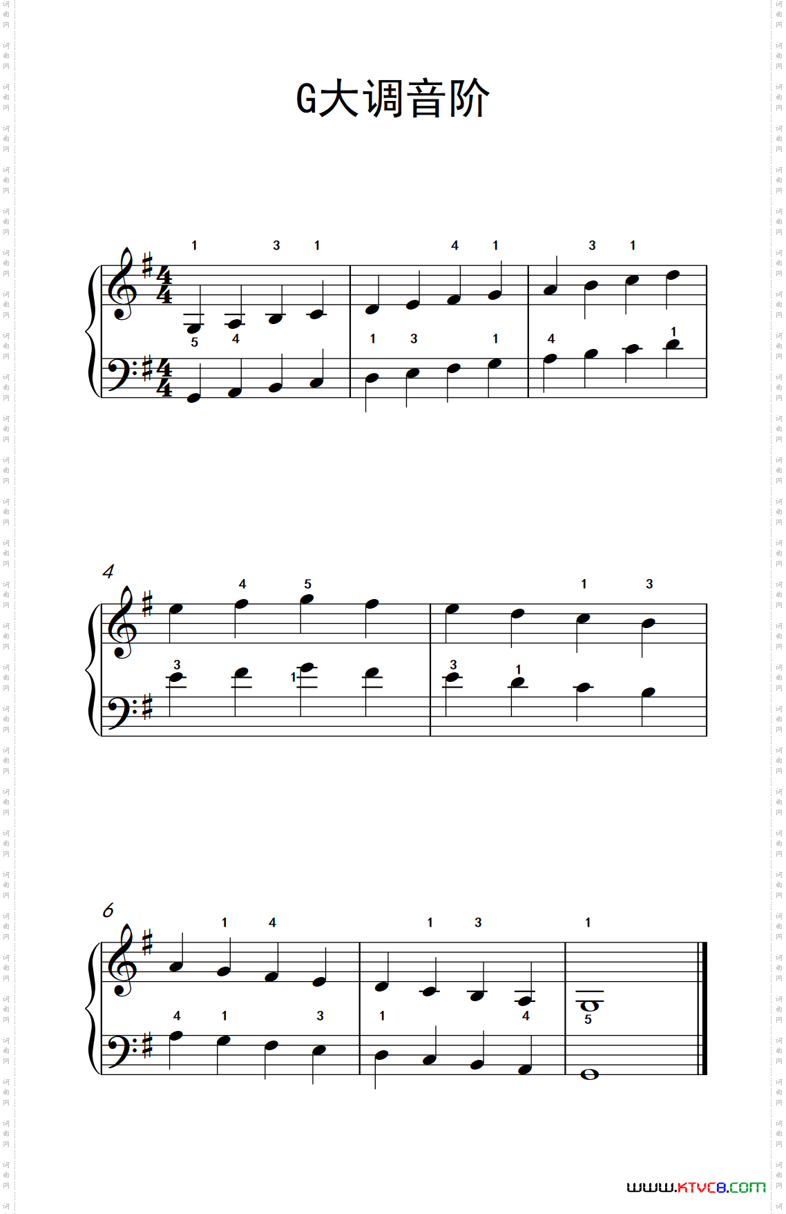 G大调音阶儿童钢琴练习曲