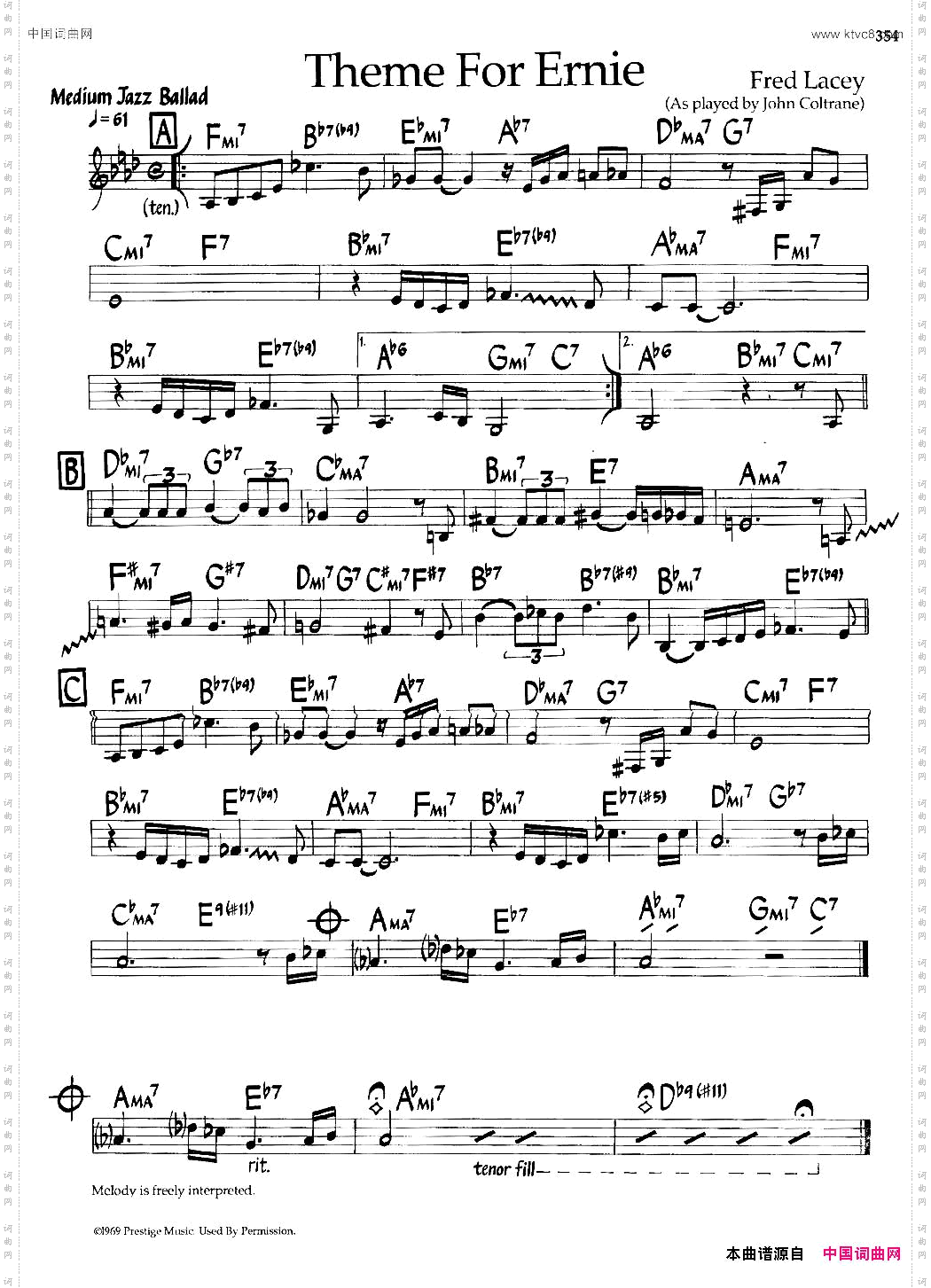 ThemeForErnie爵士钢琴曲_Theme For Ernie爵士钢琴曲