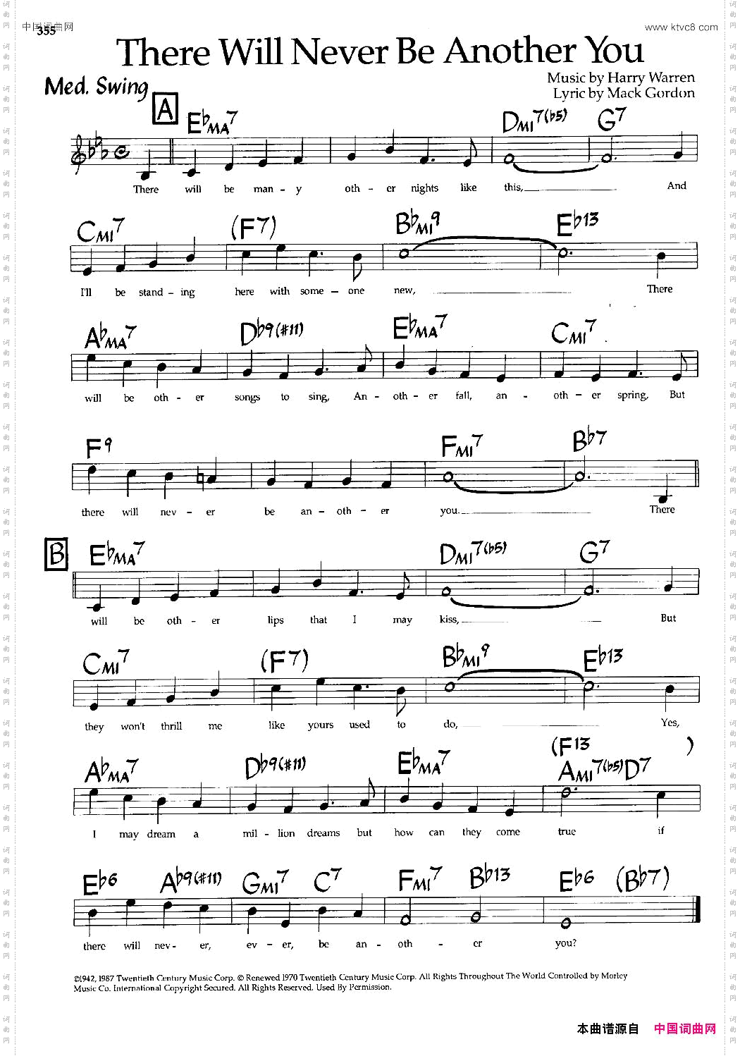 ThereWillNeverBeAnotherYou爵士钢琴曲_There Will Never Be Another You爵士钢琴曲