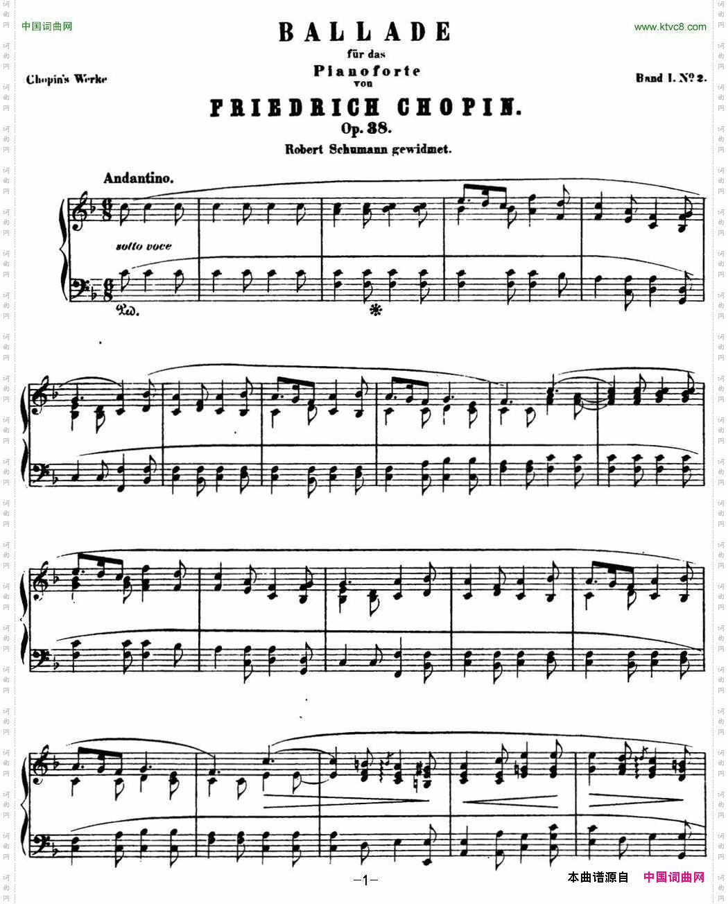 肖邦叙事曲2F大调ChopinBalladeNo.2Op.38