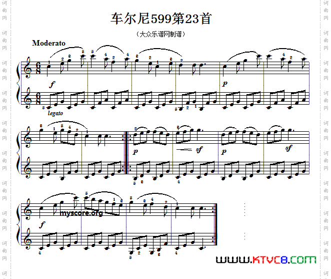 车尔尼599第23首曲谱及练习指导
