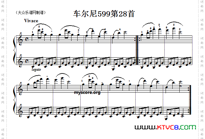 车尔尼599第28首曲谱及练习指导