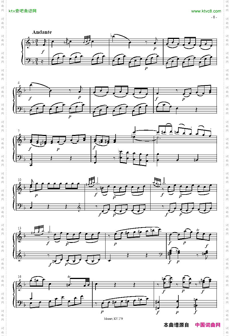 奏鸣曲SonatasK279Mvt.2