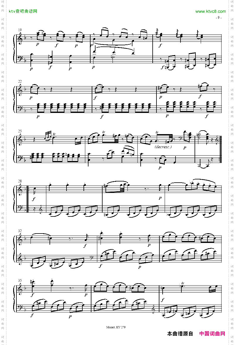 奏鸣曲SonatasK279Mvt.2