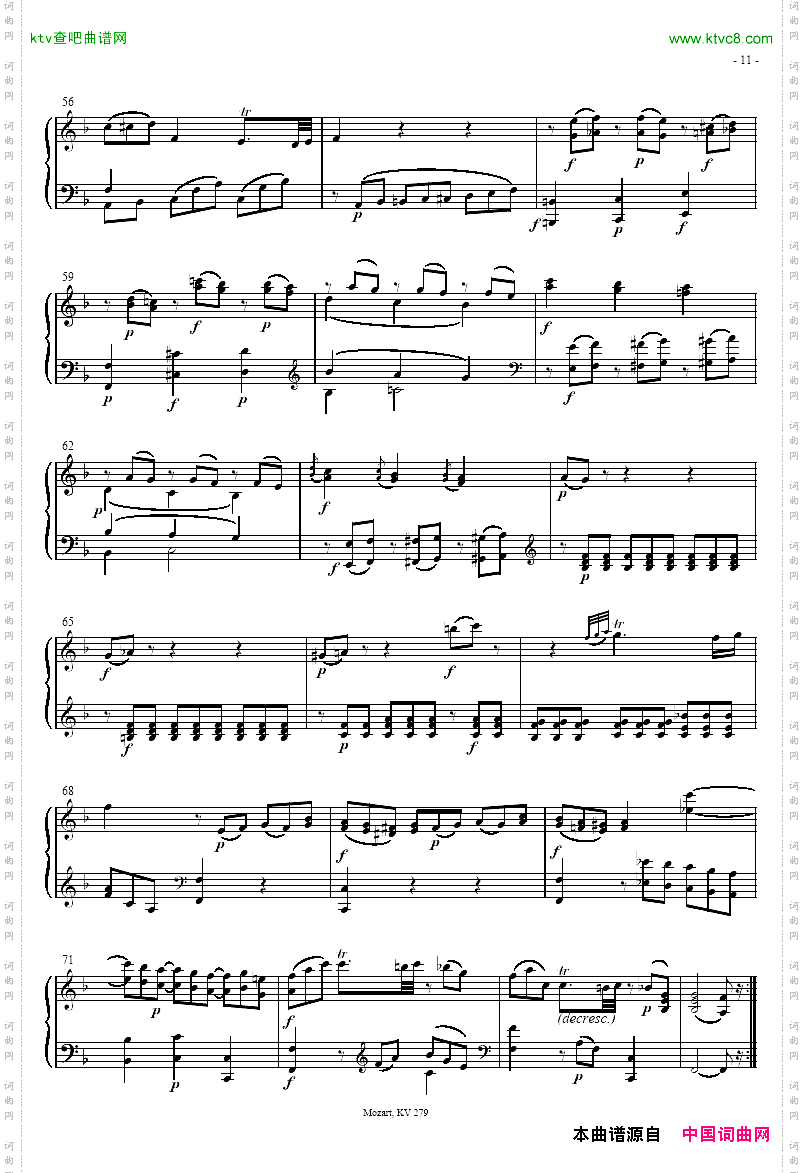 奏鸣曲SonatasK279Mvt.2