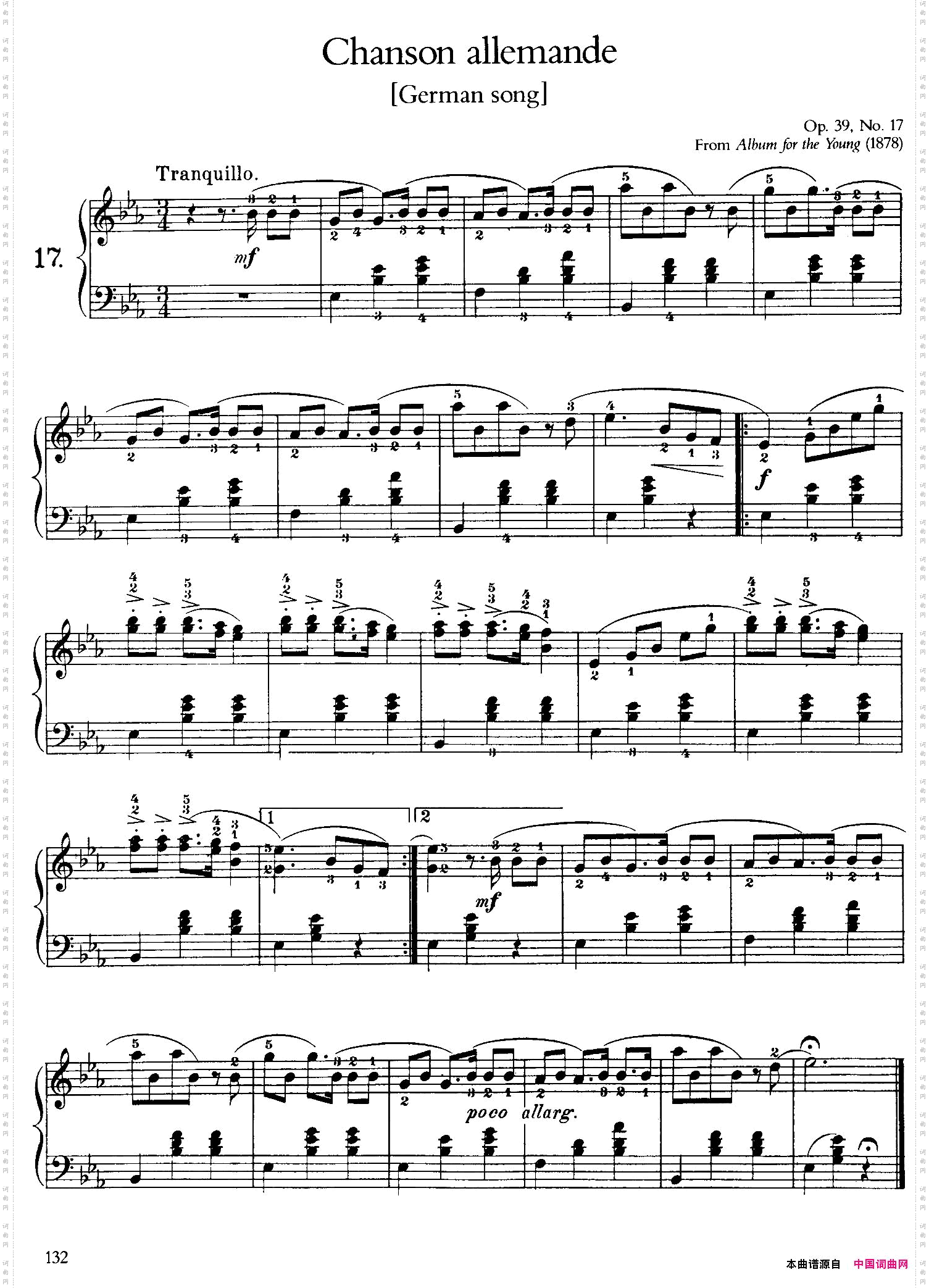 德国歌曲GermanSongLanler_Album for the Young Op.39儿童钢琴曲集17. 