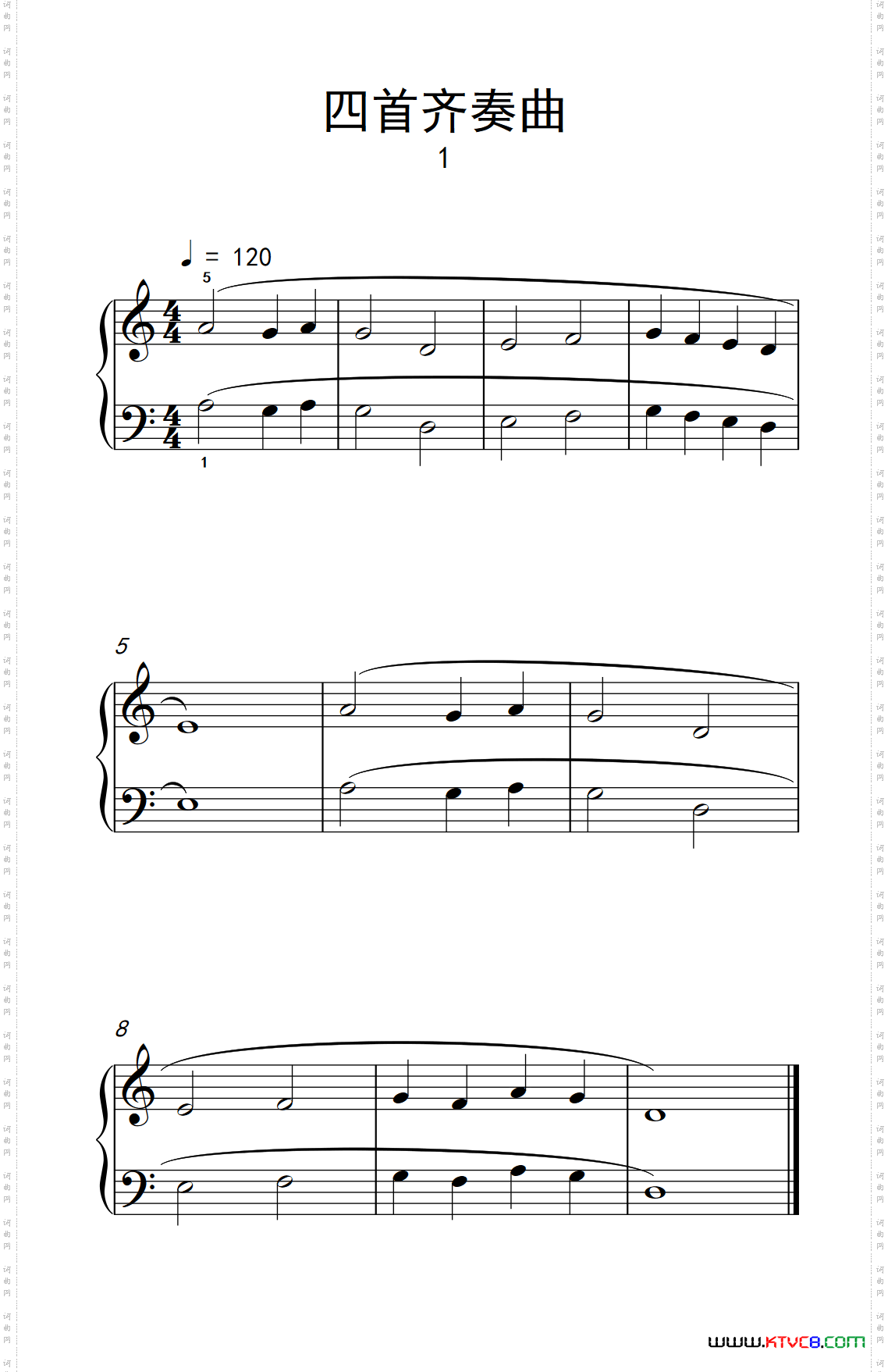 四首齐奏曲1巴托克小宇宙钢琴教程1_四首齐奏曲 1巴托克 小宇宙 钢琴教程 1