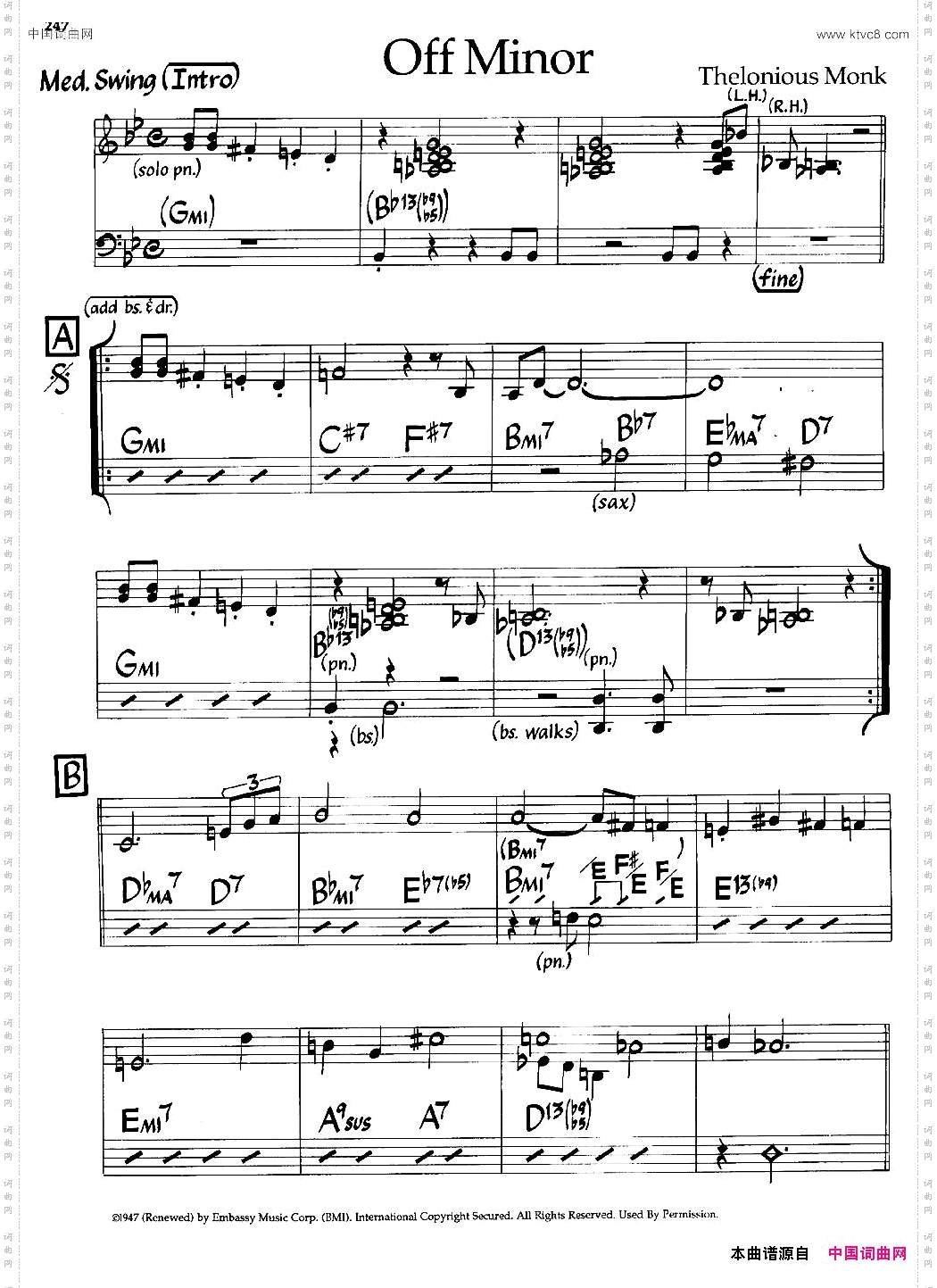 OffMinor_爵士钢琴曲