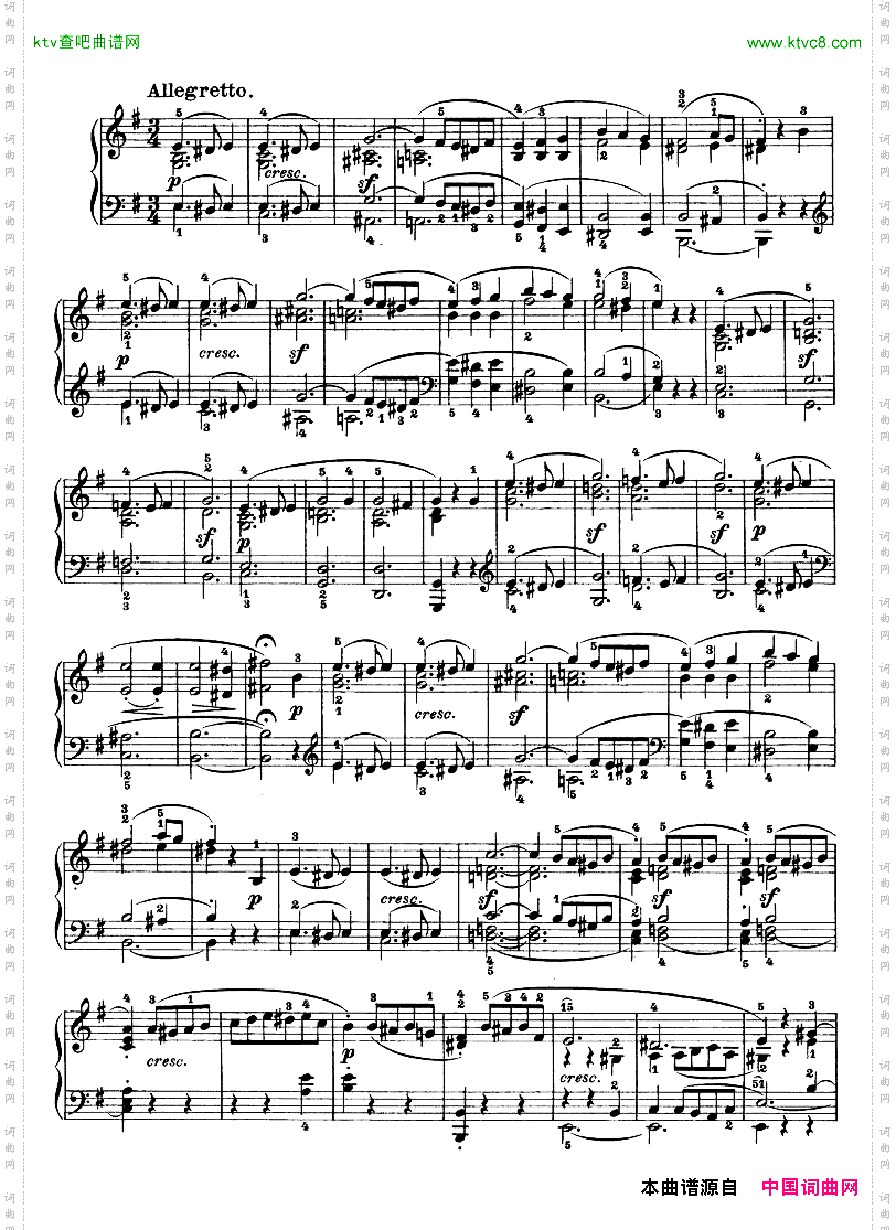 E大调第九钢琴奏鸣曲Op.14No—1