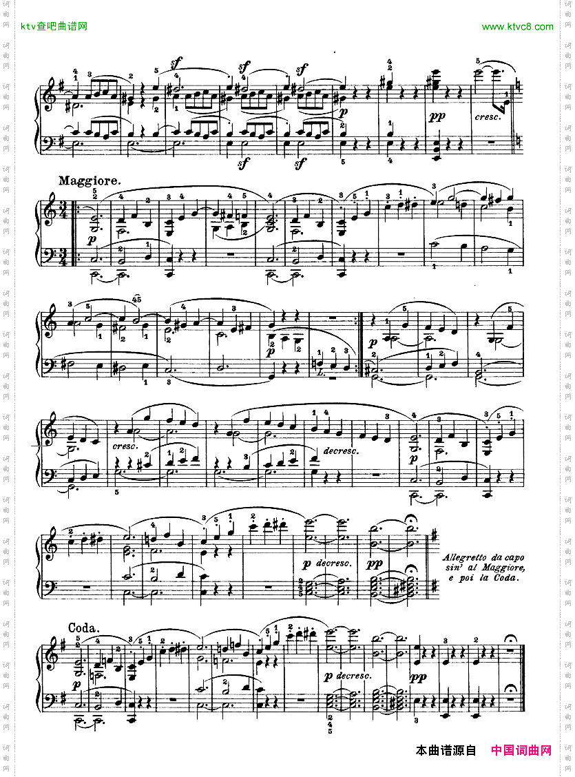 E大调第九钢琴奏鸣曲Op.14No—1