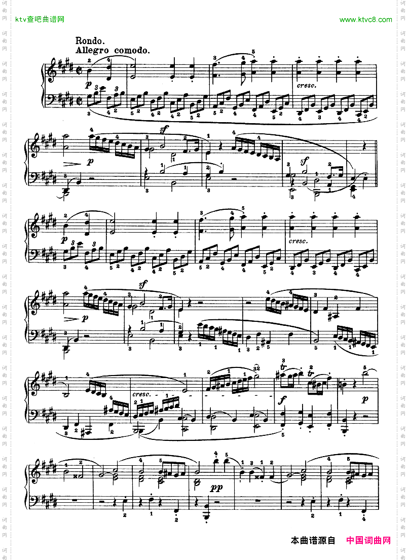 E大调第九钢琴奏鸣曲Op.14No—1