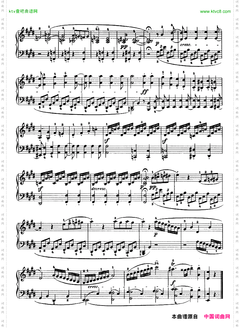 E大调第九钢琴奏鸣曲Op.14No—1