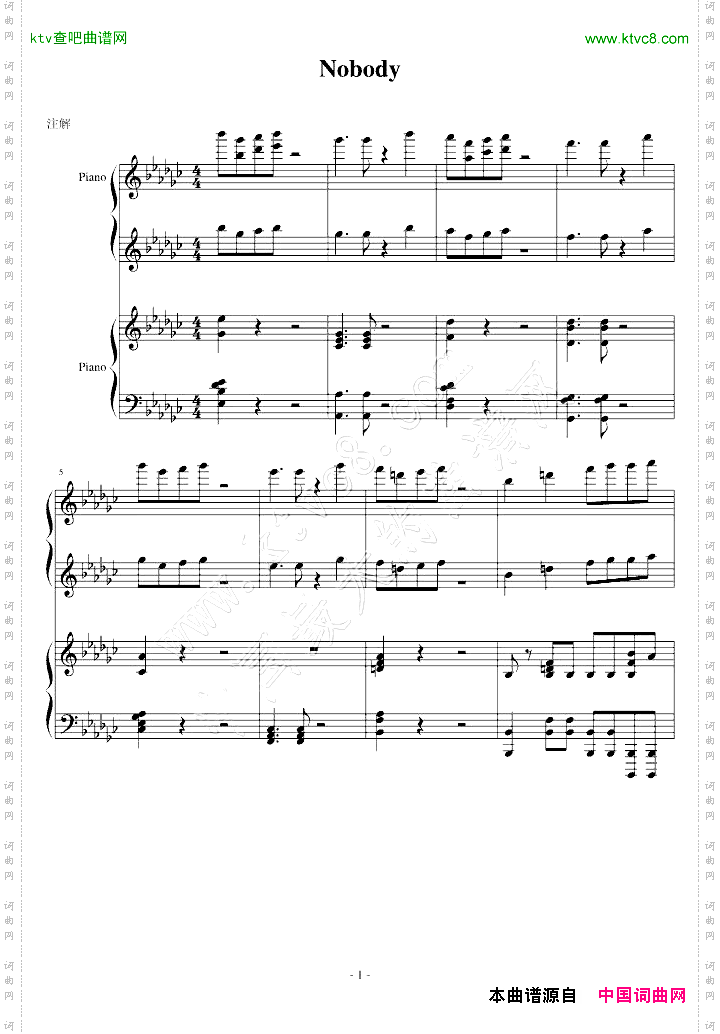 Nobody双钢琴版