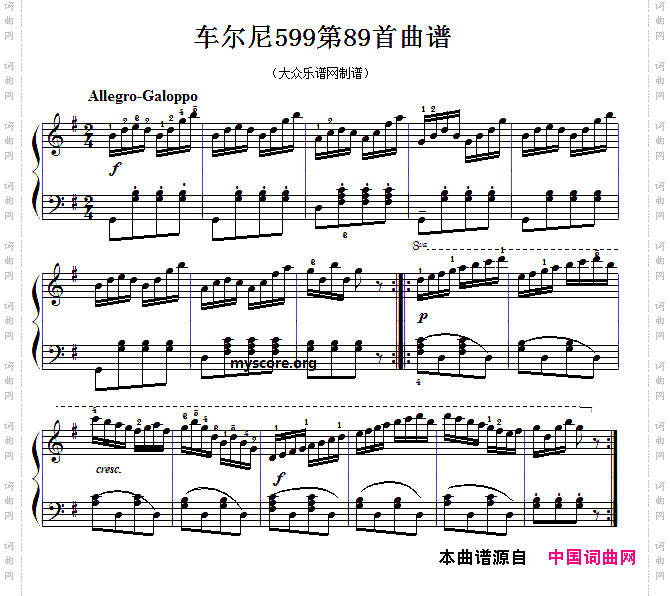车尔尼599第89首曲谱及练习指导