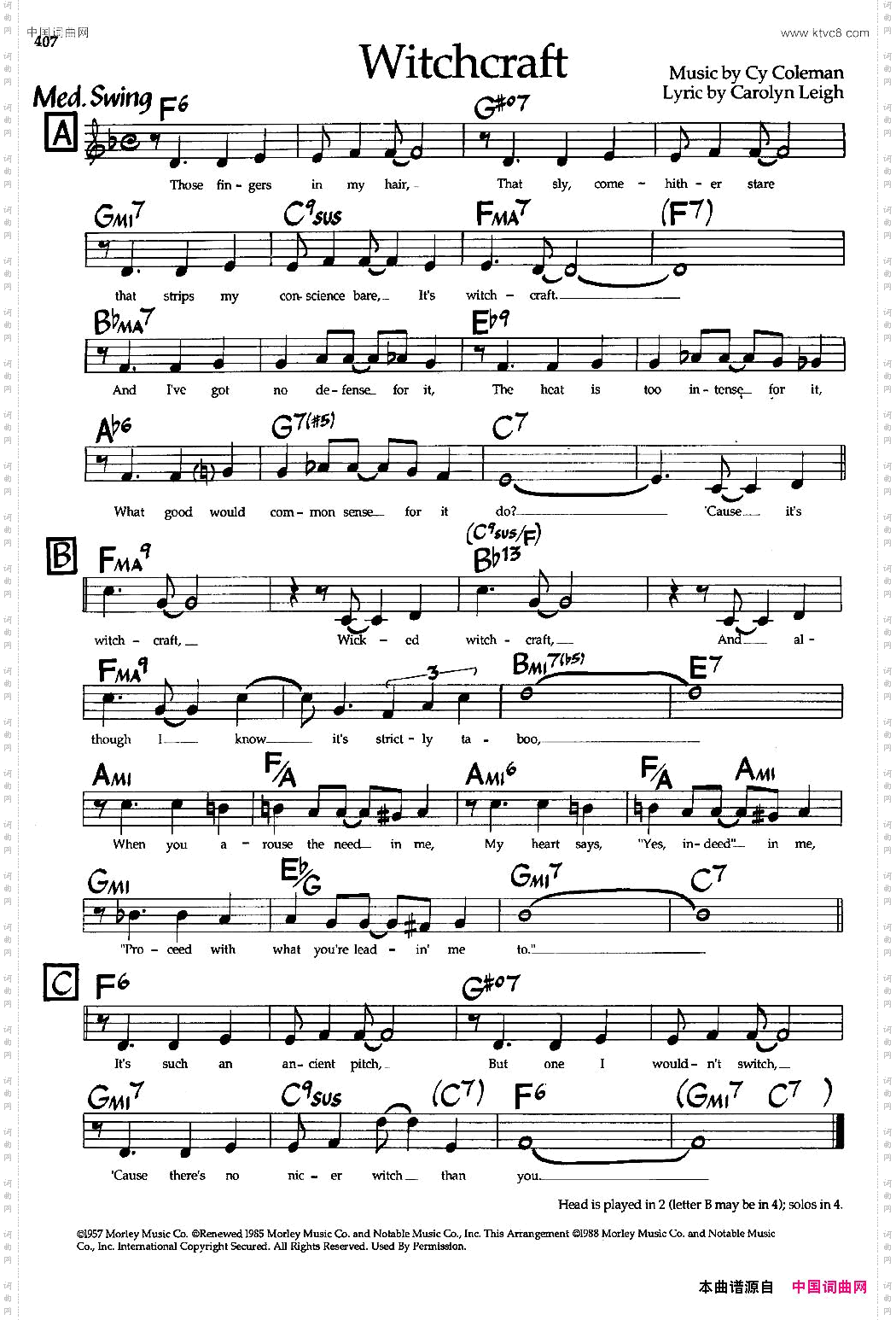 Witchcraft爵士钢琴曲