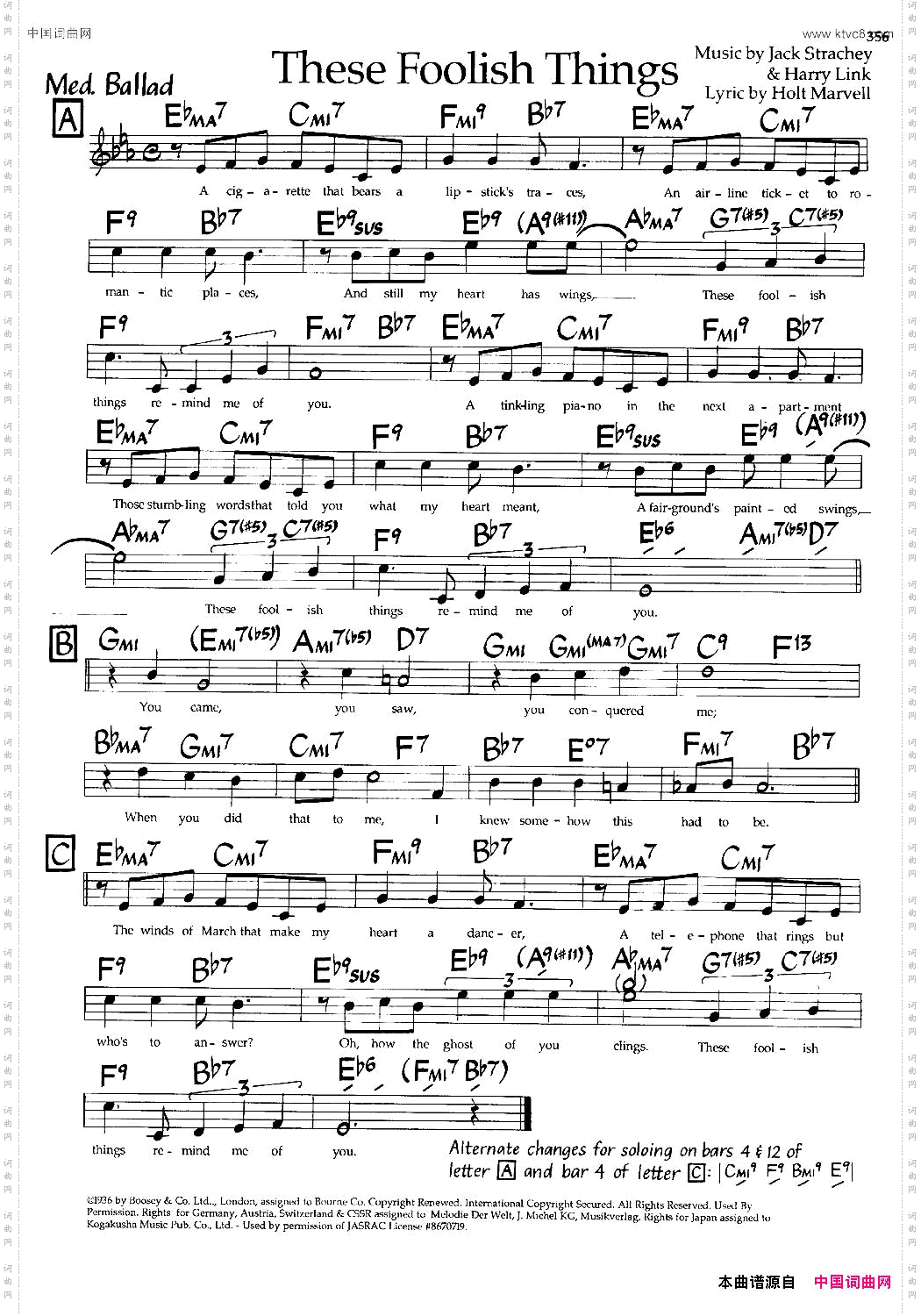 TheseFoolishThings爵士钢琴曲_These Foolish Things爵士钢琴曲