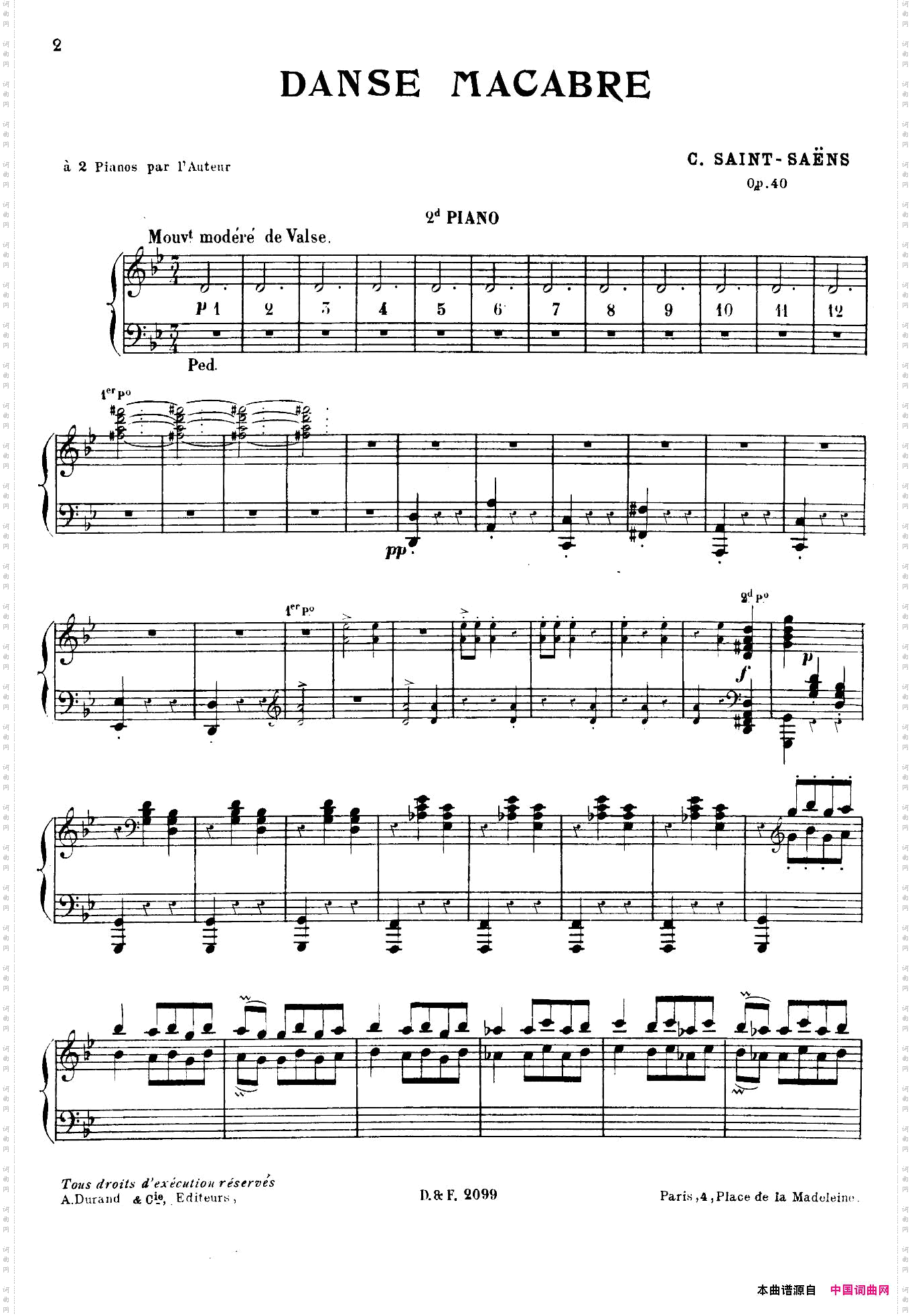 DanseMacabreOp.40骷髅之舞双钢琴·第二钢琴_Danse Macabre Op.40骷髅之舞双钢琴·第二钢琴