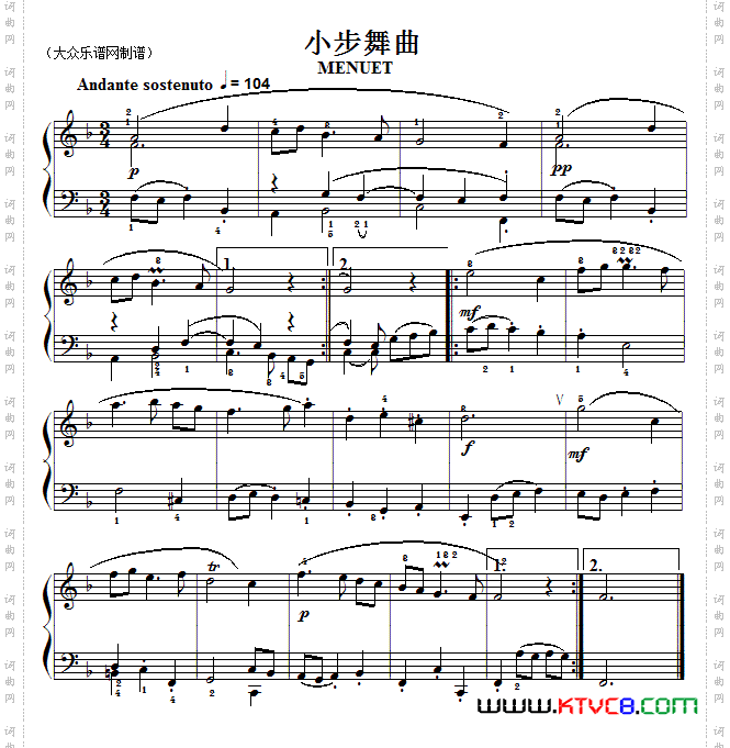 巴赫初级钢琴曲之二十五：小步舞曲