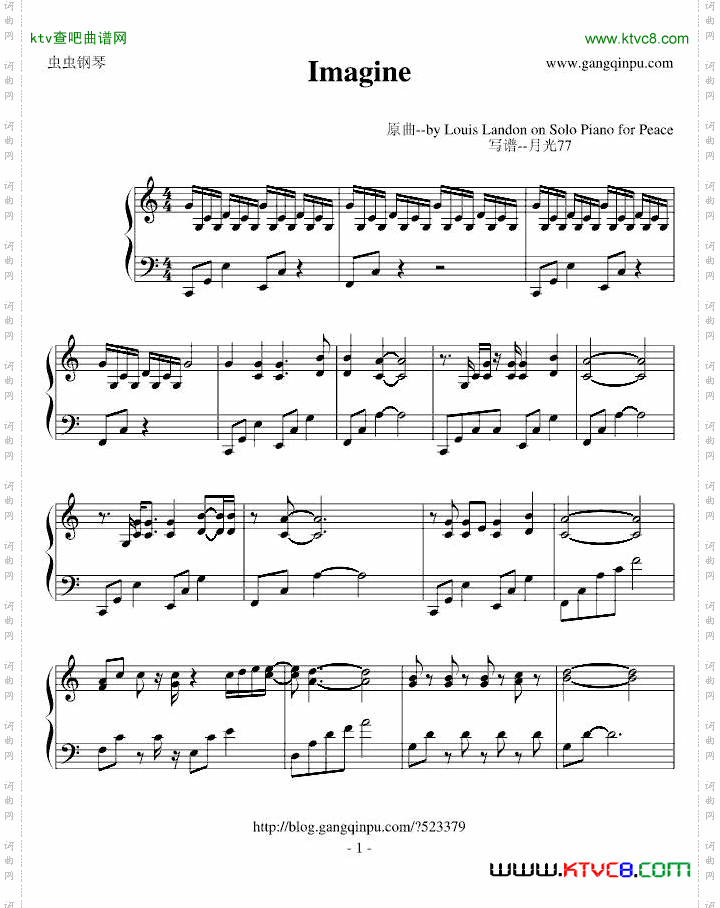 ImaginebyLouisLandononSoloPianoforPeace