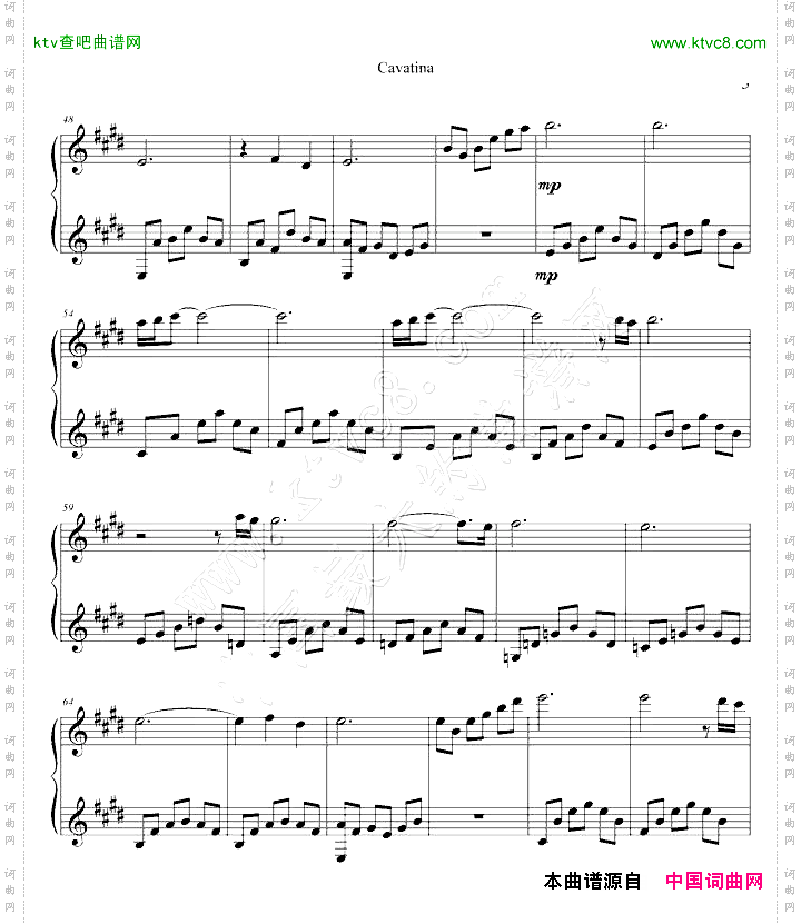 cavatina钢琴版