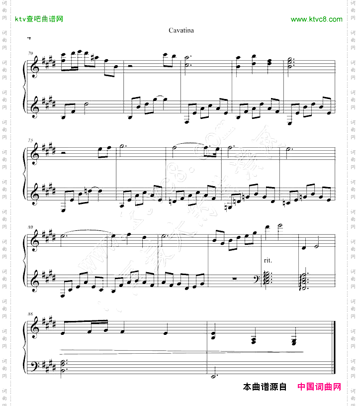 cavatina钢琴版