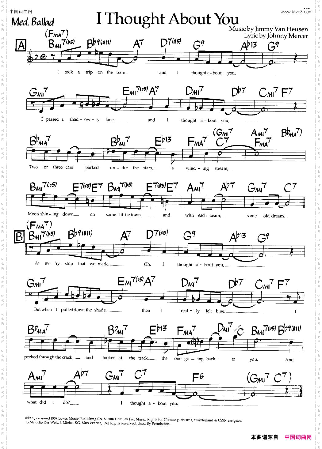 IThoughtAboutYou爵士钢琴曲