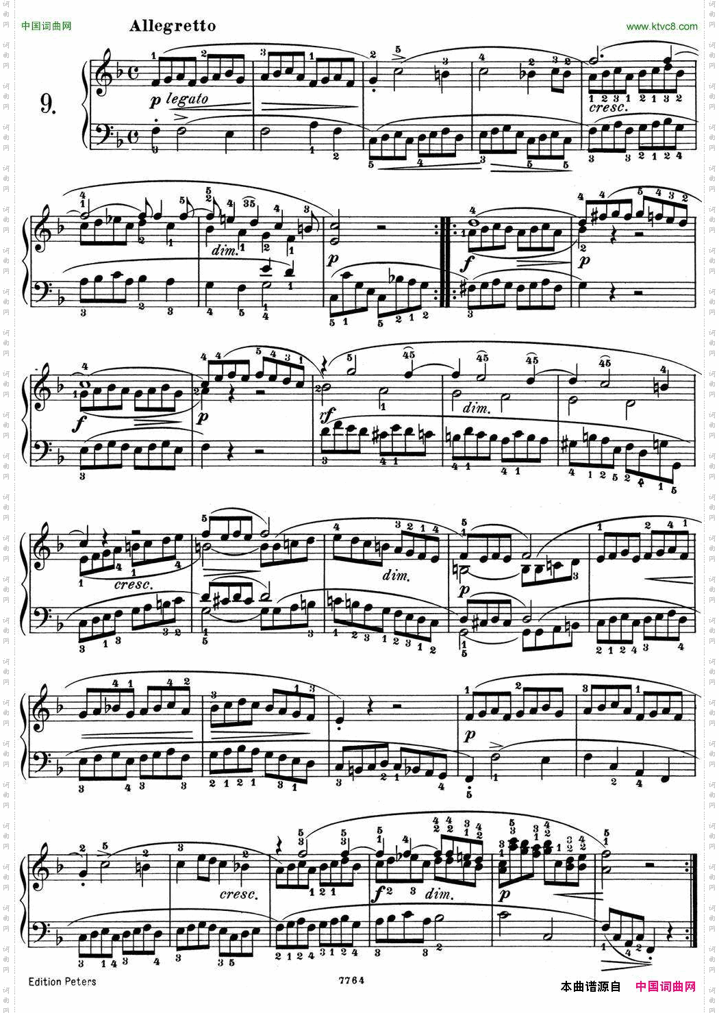 25首车尔尼Op.748练习曲NO.9
