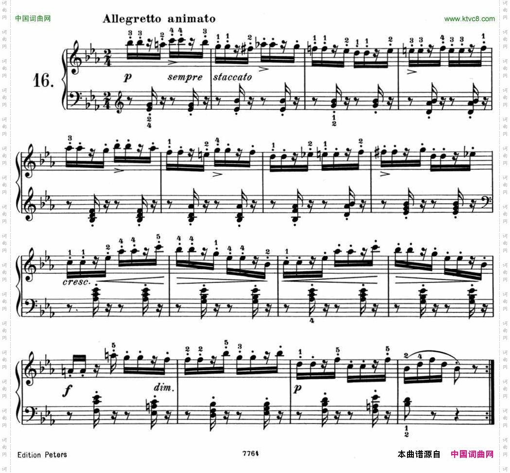 25首车尔尼Op.748练习曲NO.16