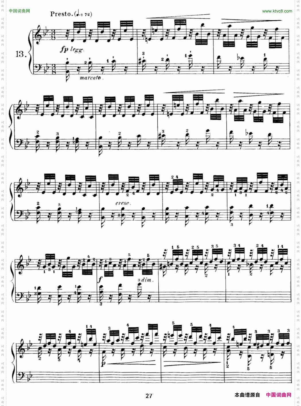 40首车尔尼Op.299钢琴快速练习曲NO.13