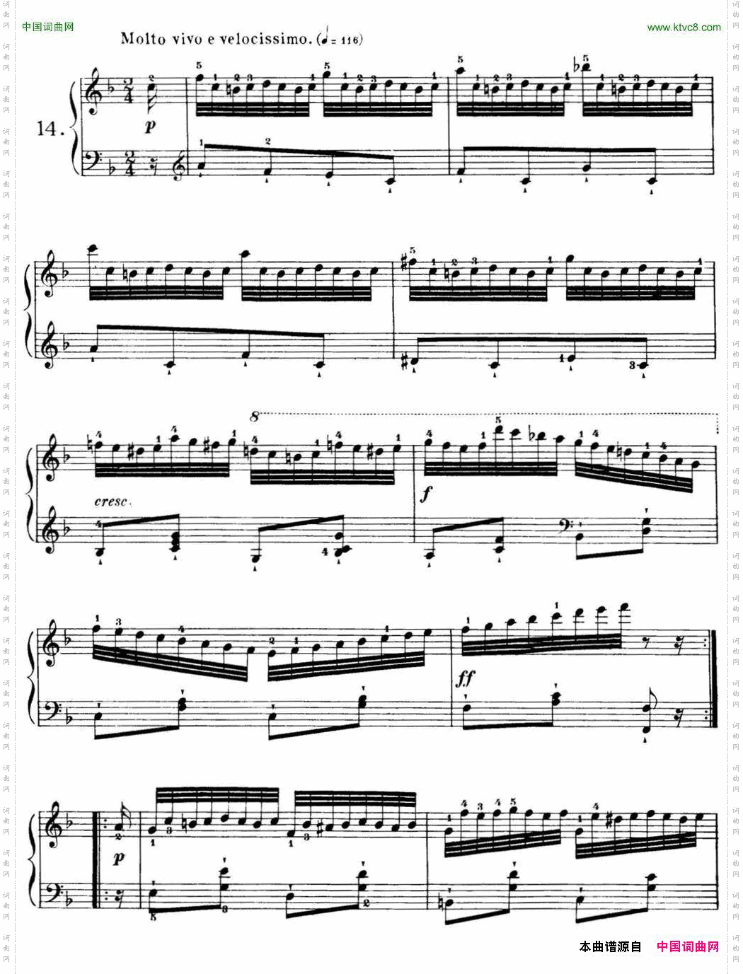 40首车尔尼Op.299钢琴快速练习曲NO.14