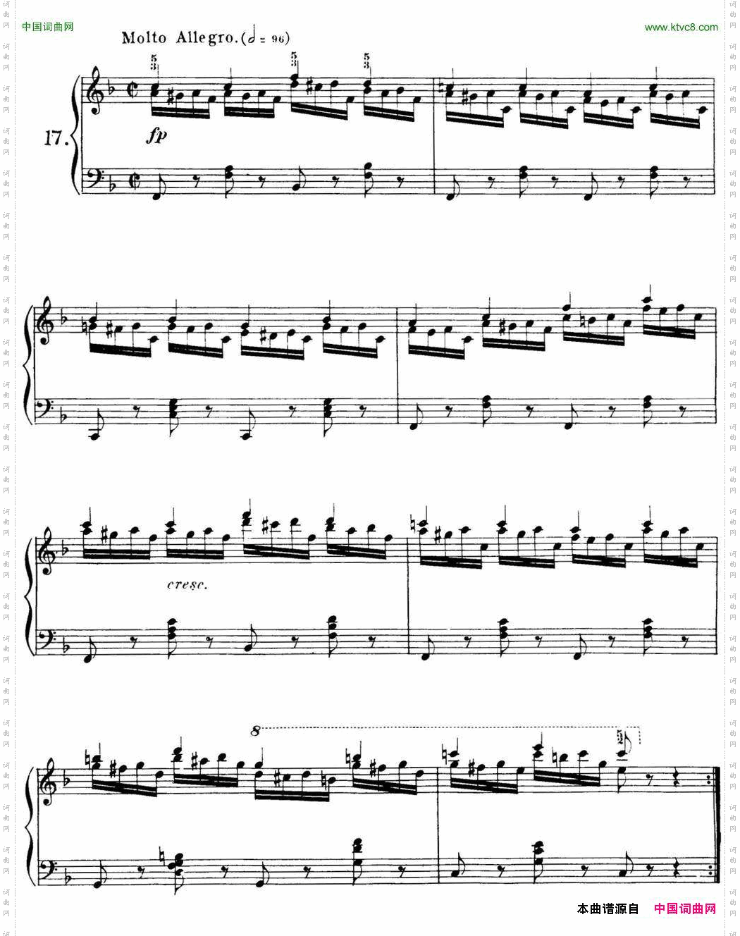 40首车尔尼Op.299钢琴快速练习曲NO.17
