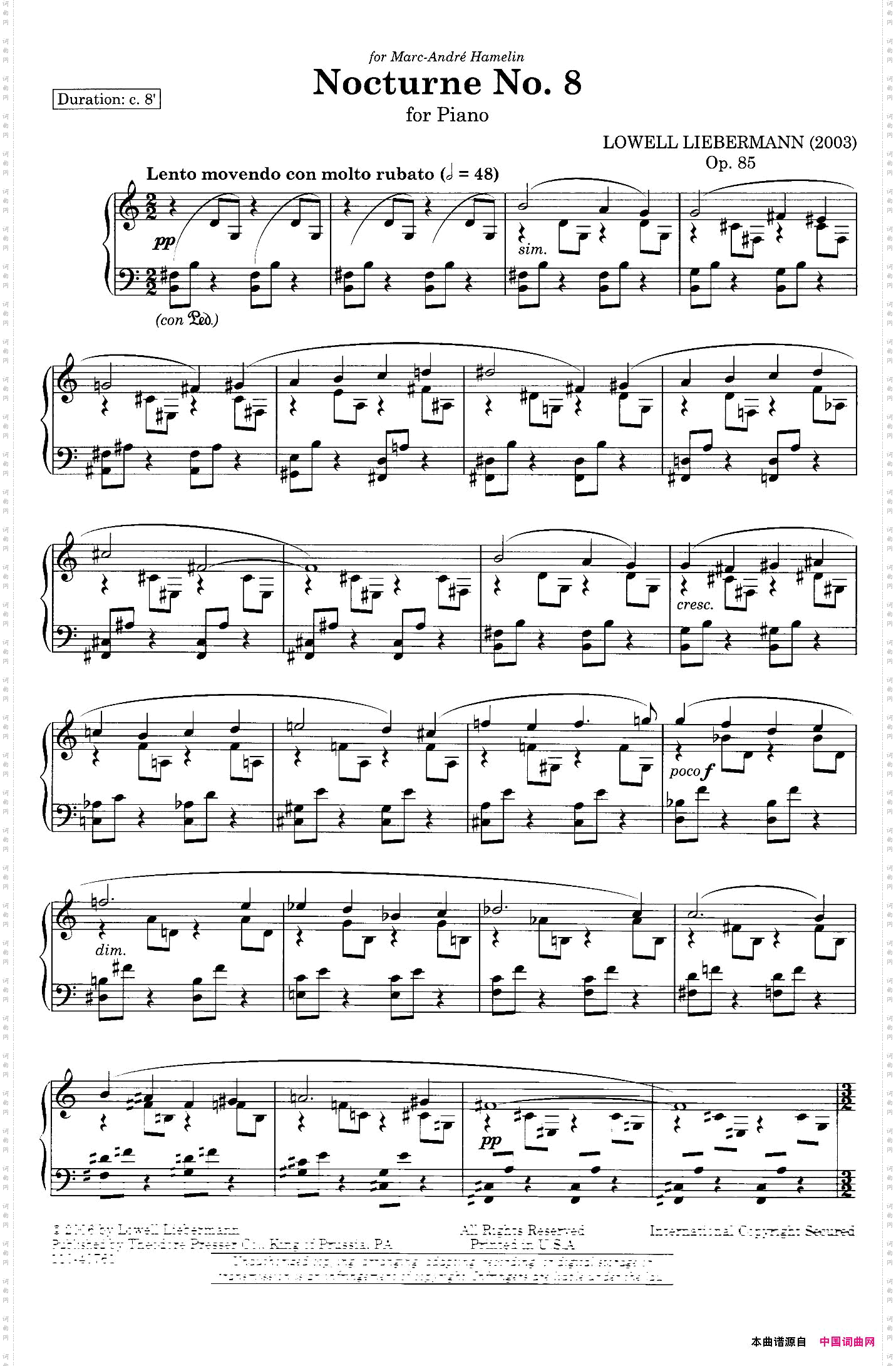 NocturneNo.8Op.85第八号夜曲_Nocturne No.8 Op.85第八号夜曲