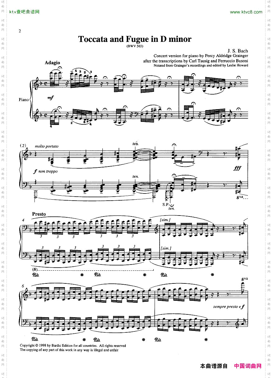 Bach,JS-BWV565-ToccataandFugueindminorarr.Grainger