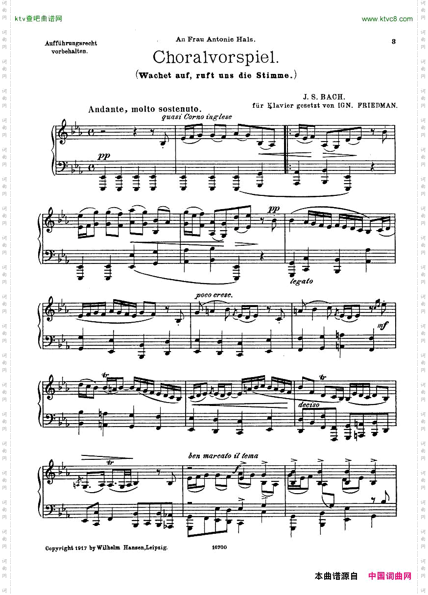 Bach,JS-BWV645-‘Wachetauf,RuftunsdieStimme’arrFriedman