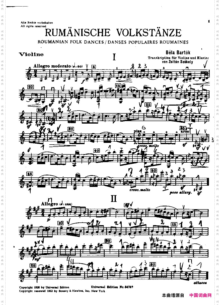Bartok-SZ56-SixRomanianDances1915vln+pnoarrSzekely